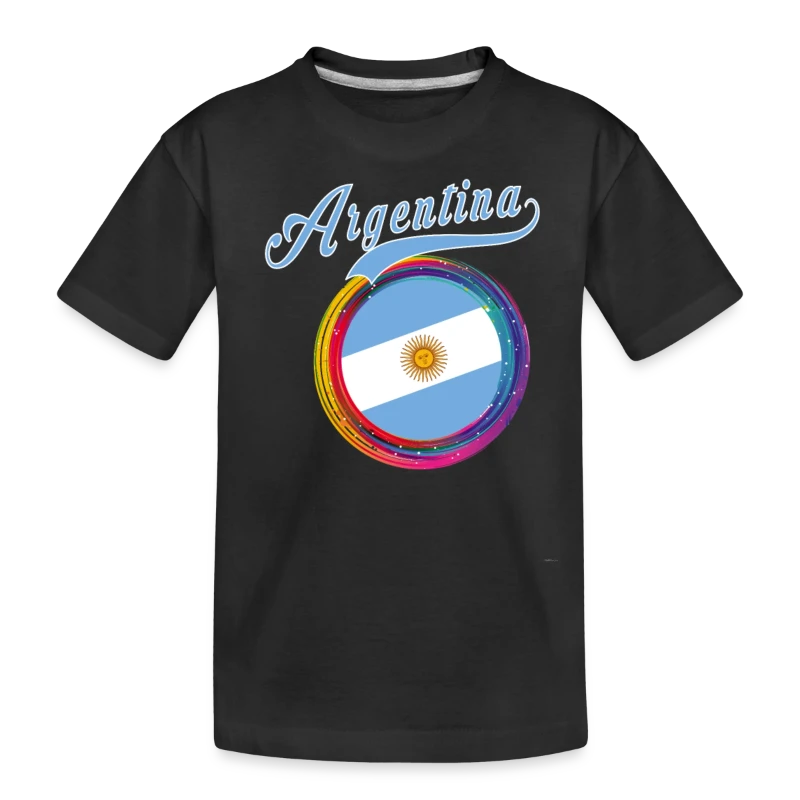 Argentina Sports Holi Color Framed Argentina Flag - Kid’s Premium Organic T-Shirt