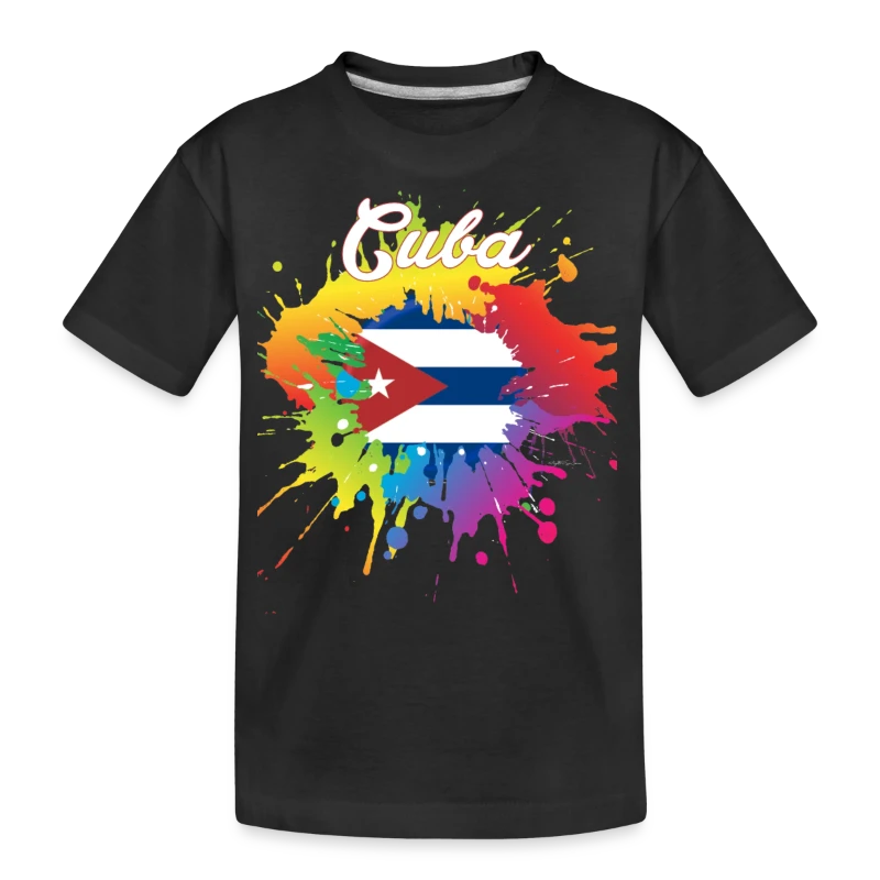 Cuba Flag Gay Colorful Splash - Kid’s Premium Organic T-Shirt