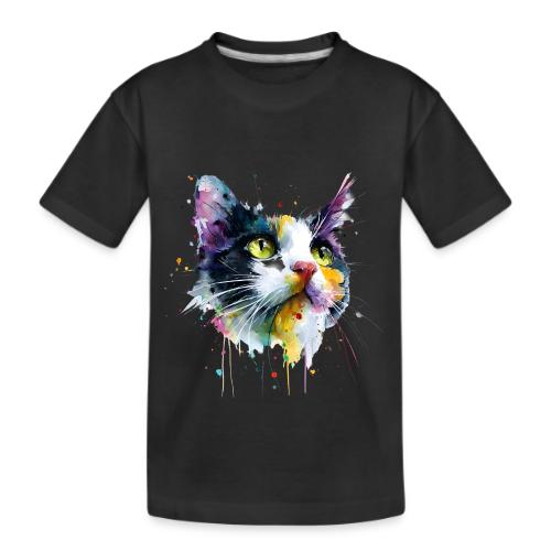 Cat: Painted Purr Expression - Kid's Premium Organic T-Shirt