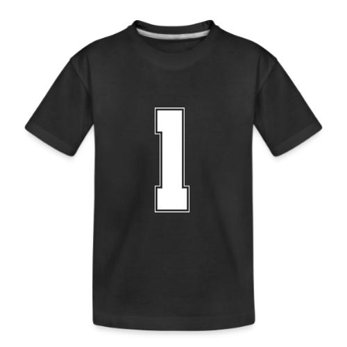 White Number 1 – Varsity Font - Kid's Premium Organic T-Shirt