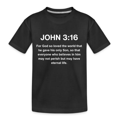 John 3:16 Christian Apparel – White - Kid's Premium Organic T-Shirt