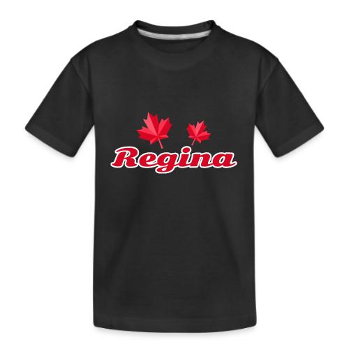 Regina with two red maple leaves - Kid's Premium Organic T-Shirt