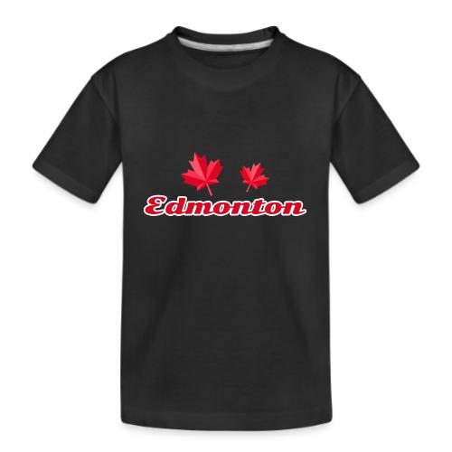 Edmonton with two red maple leaves - Kid's Premium Organic T-Shirt