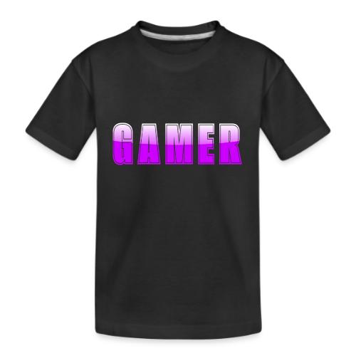 Gamer Purple Glossy Collegiate Design - Kid's Premium Organic T-Shirt
