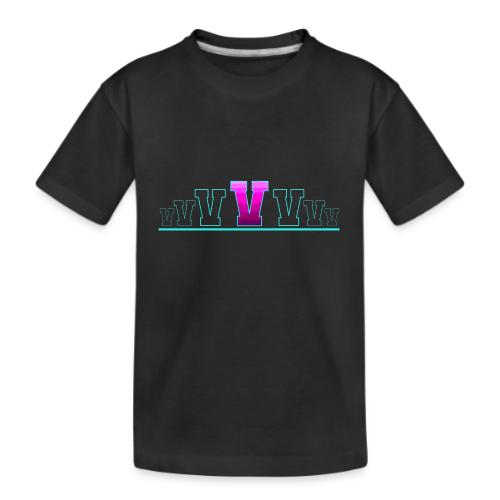 Letter V – Capital Varsity Alphabet Monogram - Kid's Premium Organic T-Shirt