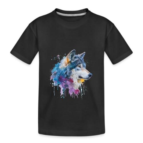 Splash-Art Wolf Head - Kid's Premium Organic T-Shirt