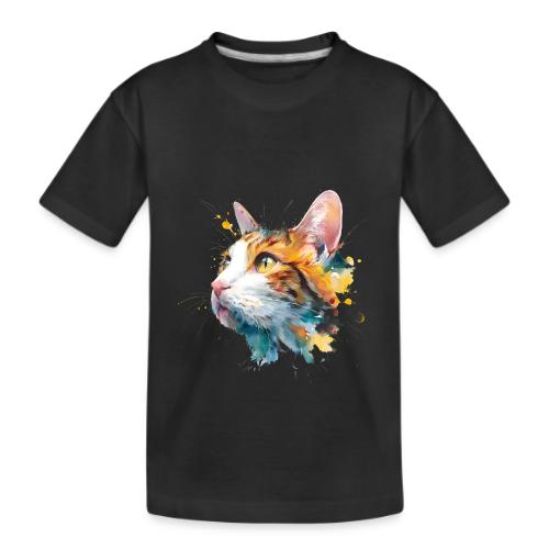 Cat: Feline Ink Burst - Kid's Premium Organic T-Shirt