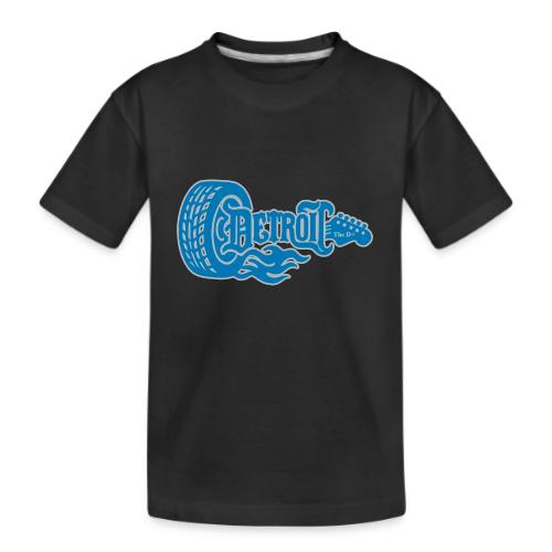 The D® - Detroit Wheel Guitar with Flames Bl Slvr - Kid's Premium Organic T-Shirt