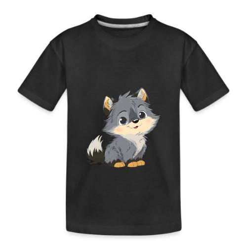 Cute Cartoon Baby Wolf with Innocent Eyes - Kid's Premium Organic T-Shirt