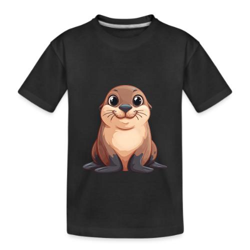 Smiling Cartoon Brown Sea Lion - Kid's Premium Organic T-Shirt
