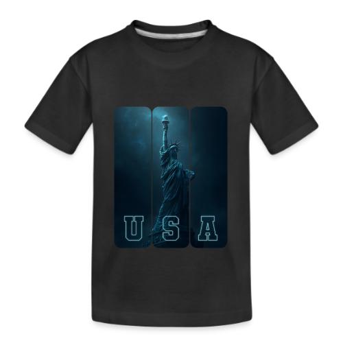 Neon Liberty USA Triptych - Kid's Premium Organic T-Shirt