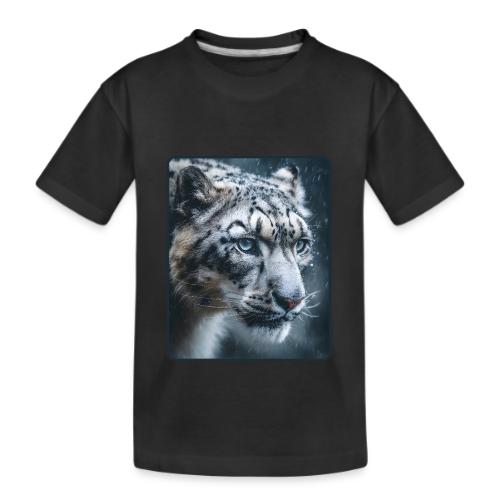 Snow Leopard Blue Eyes Design - Kid's Premium Organic T-Shirt