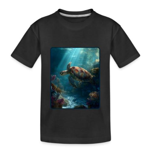 Sea Turtle Coral Reef Design - Kid's Premium Organic T-Shirt