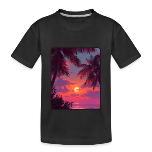 Tropical Sunset Palm Silhouette Design - Kid's Premium Organic T-Shirt