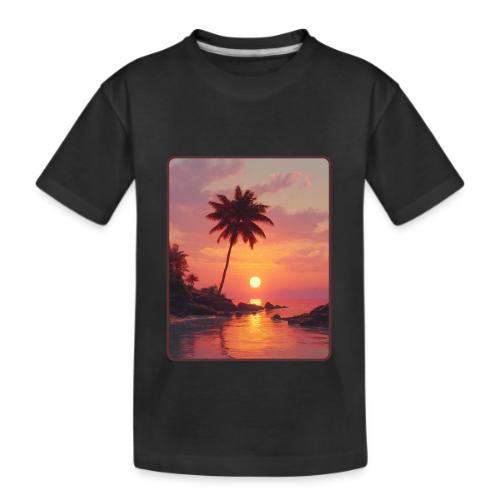Tropical Beach Sunset Palm Design - Kid's Premium Organic T-Shirt