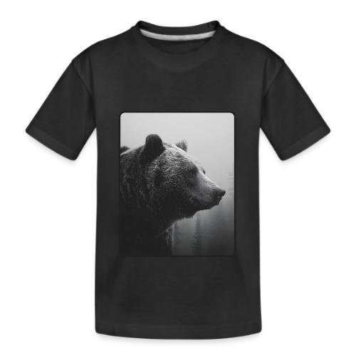 Grizzly Bear Black White Portrait Design - Kid's Premium Organic T-Shirt