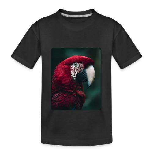 Red Green Macaw Bird Portrait Design - Kid's Premium Organic T-Shirt