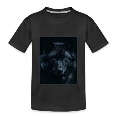 Black Wolf Intense Eyes Portrait Design - Kid's Premium Organic T-Shirt