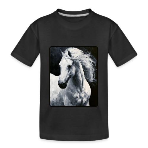 White Horse Oil Painting Design - Kid's Premium Organic T-Shirt