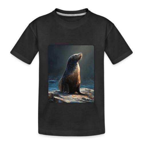 Fur Seal Artistic Shore Portrait Design - Kid's Premium Organic T-Shirt
