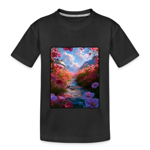 Dreamy Cosmos Valley Landscape Art - Kid's Premium Organic T-Shirt