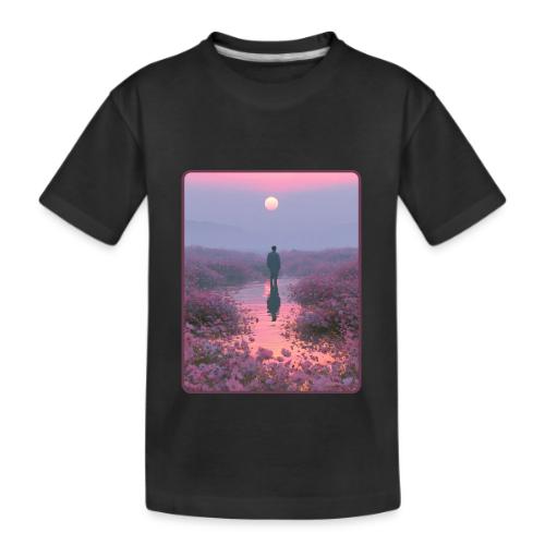 Ethereal Sunset Flower Field Art - Kid's Premium Organic T-Shirt