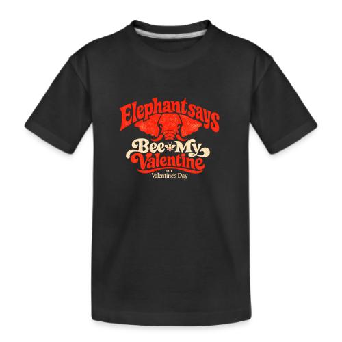 Retro Elephant Bee My Valentine Cute Couple - Kid's Premium Organic T-Shirt