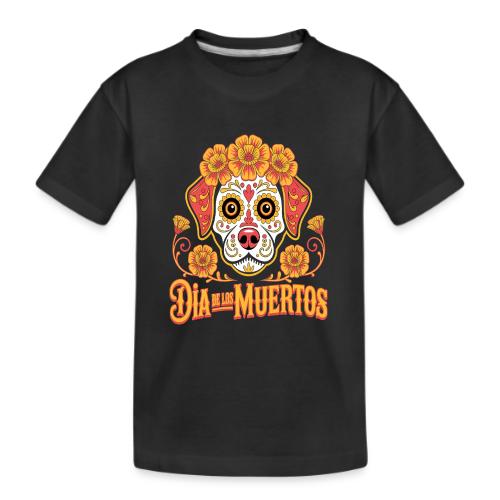 Dia De Los Muertos Dog Skull Flowers - Kid's Premium Organic T-Shirt