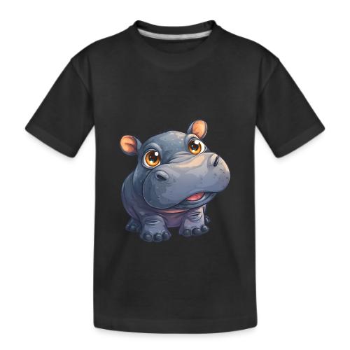 Cute Cartoon Baby Hippo with Big Innocent Eyes - Kid's Premium Organic T-Shirt