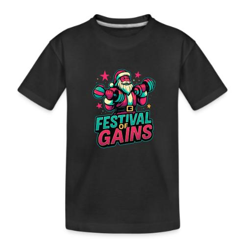 Festival of Gains Funny Gym Santa Christmas - Kid's Premium Organic T-Shirt