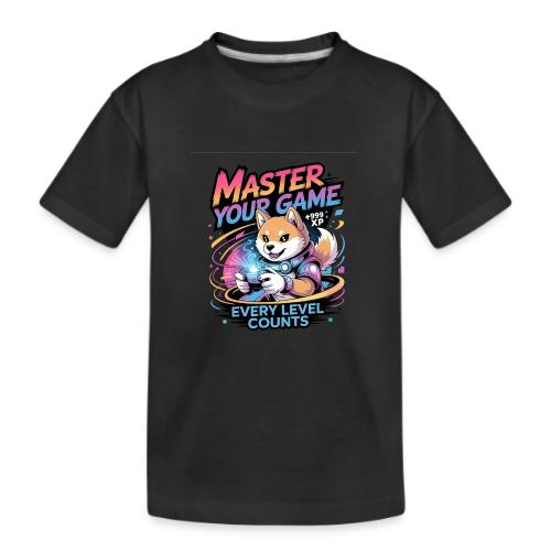 Cute Gamer Shiba Inu Level Up - Kid's Premium Organic T-Shirt