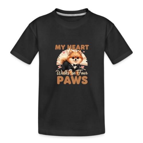 My Heart Walks on Four Paws – Pomeranian tee - Kid's Premium Organic T-Shirt