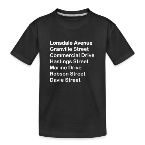 Street Names White Text - Kid's Premium Organic T-Shirt