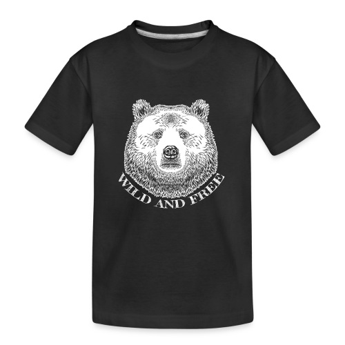 Bear Head, Wild And Free, Hand Drawn Illustration - Kid's Premium Organic T-Shirt