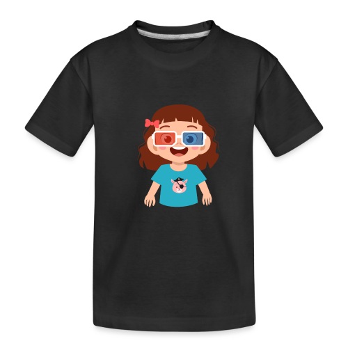 Girl red blue 3D glasses doing Vision Therapy - Kid's Premium Organic T-Shirt