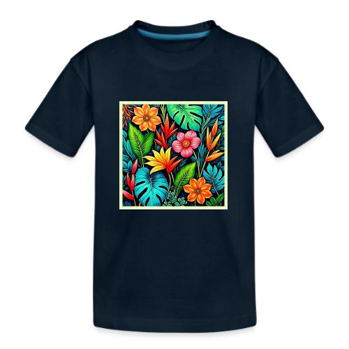 Vibrant Tropical Jungle Bloom Art - Kid's Premium Organic T-Shirt
