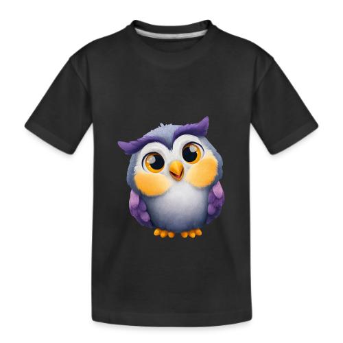 Colorful Cartoon Baby Owl with Big Sparkling Eyes - Kid's Premium Organic T-Shirt