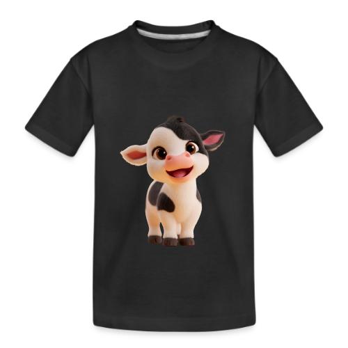 Joyful Cartoon Baby Cow Standing - Kid's Premium Organic T-Shirt