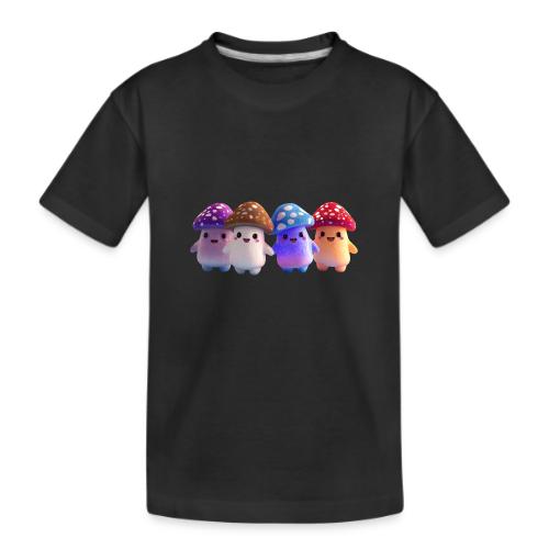 Colorful Cartoon Mushroom Quartet - Kid's Premium Organic T-Shirt