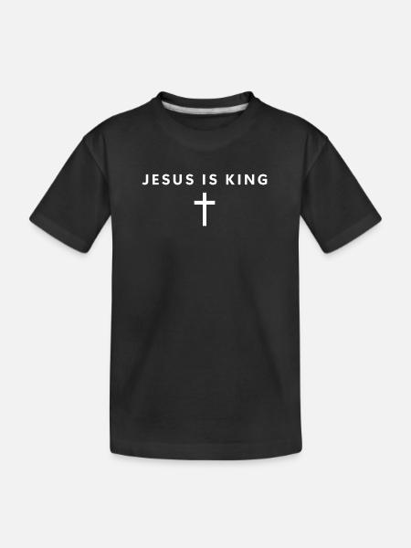 Jesus Is King Minimalist Faith Jesus Christian - Kid's Premium Organic T-Shirt - black - Front