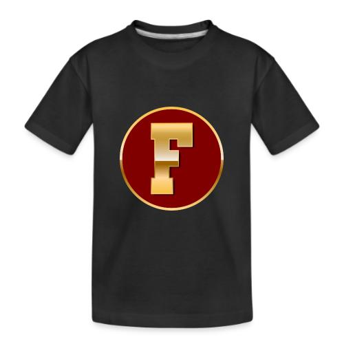 Letter F – Capital Varsity Alphabet Monogram - Kid's Premium Organic T-Shirt