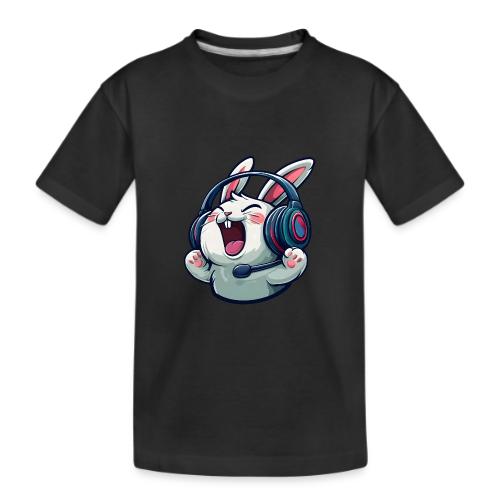 Gamer Bunny Headset Cartoon Design - Kid's Premium Organic T-Shirt