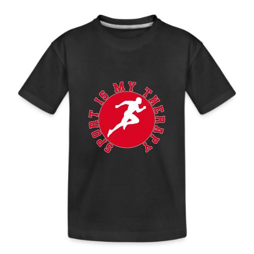 Sport Is My Therapy – Running Motivation Badge - Kid's Premium Organic T-Shirt