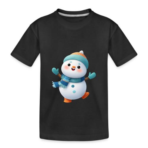Joyful Cartoon Snowman Arms Up - Kid's Premium Organic T-Shirt