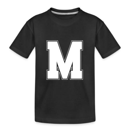White Letter M – Varsity Alphabet Monogram - Kid's Premium Organic T-Shirt