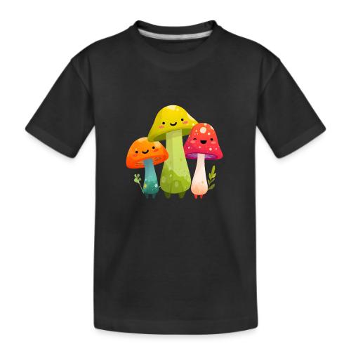 Trio of Happy Mushrooms - Kid's Premium Organic T-Shirt