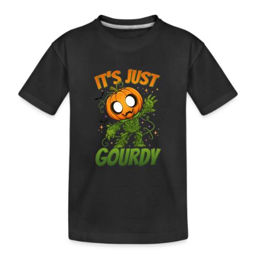 Cute Pumpkin Monster “It’s Just Gourdy” Funny - Kid's Premium Organic T-Shirt
