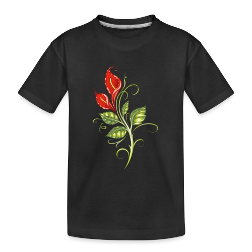 Red calla, lilies with leaves, colorful - Kid's Premium Organic T-Shirt