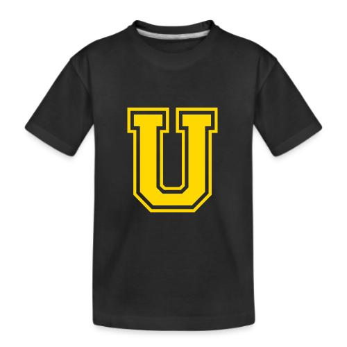 Letter U – Capital Athletic Alphabet Monogram - Kid's Premium Organic T-Shirt
