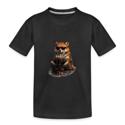 Cool Red Fox Wearing Sunglasses Drinking Coffee - Kid's Premium Organic T-Shirt